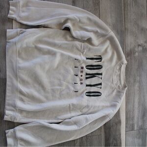 Eighty Eight White Crewneck Sweater with Black Graphic